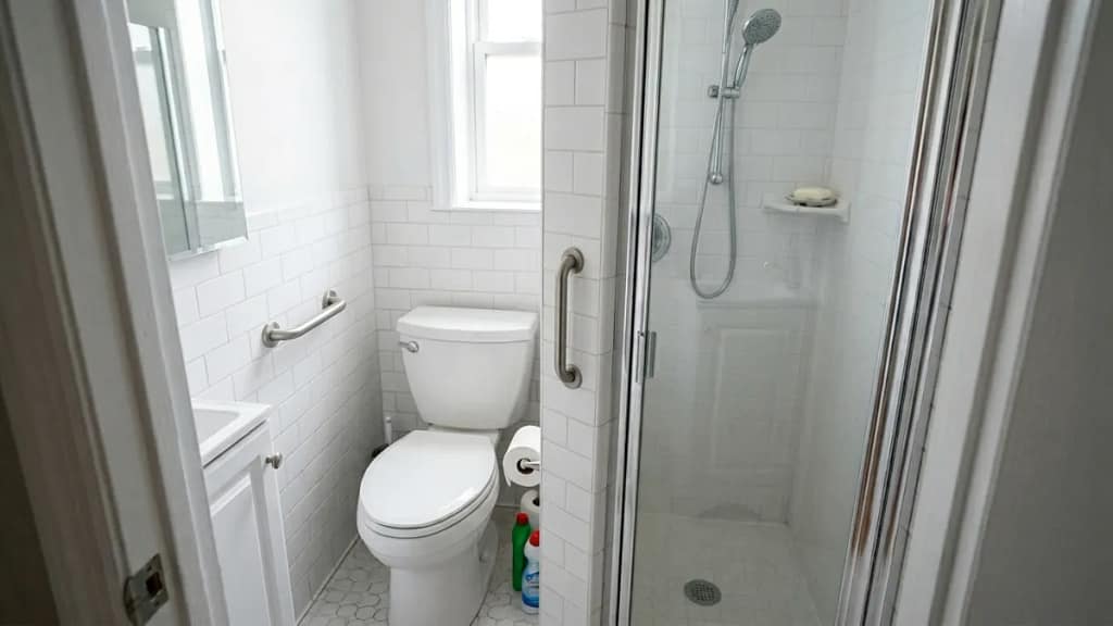 best grab bars for small bathrooms installed in a compact clean bathroom layout