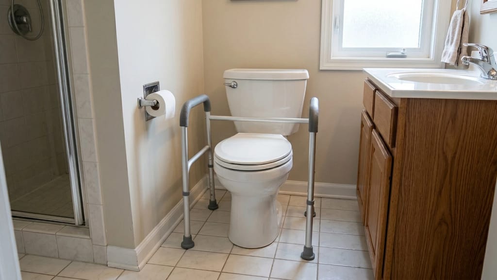 Best toilet safety frames for small bathrooms shown with a compact frame around a toilet