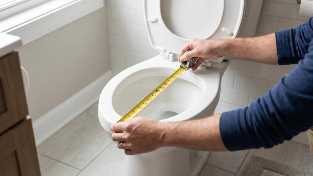Measuring a toilet bowl before choosing a raised toilet seat