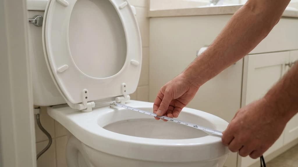 Measuring toilet bowl length to tell if a toilet is round or elongated