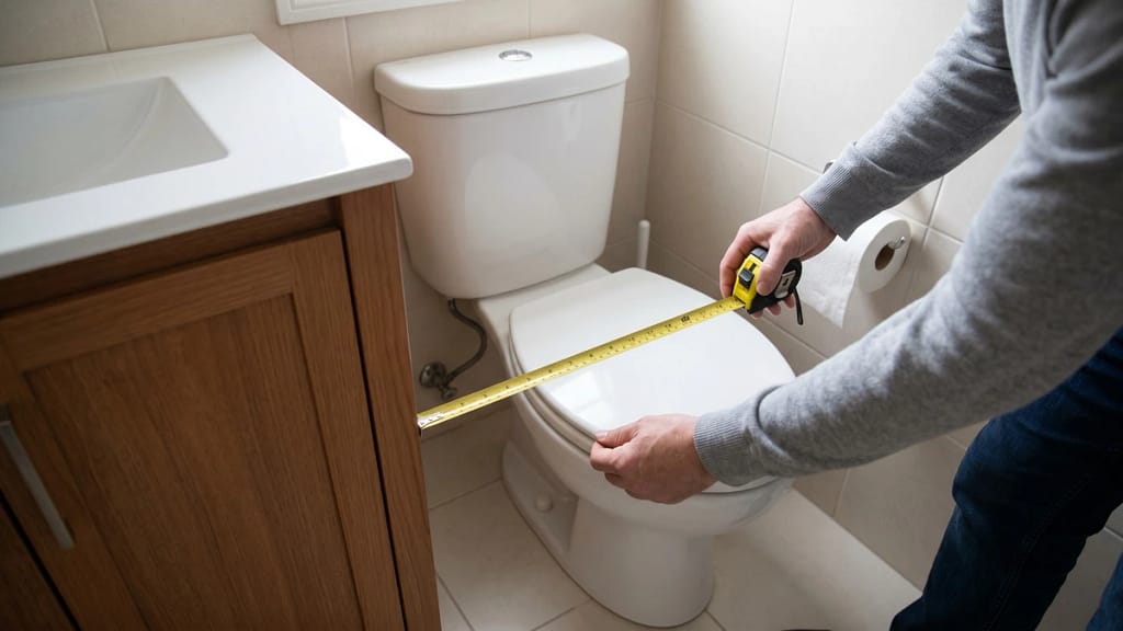 Measuring side clearance before choosing a toilet safety frame for a small bathroom