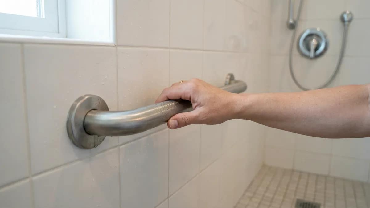 best grab bars for shower safety used in a tiled shower for stable support