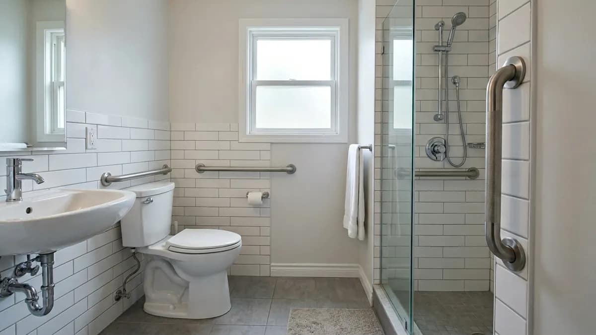 Proper grab bar placement near toilet and shower for safety and support