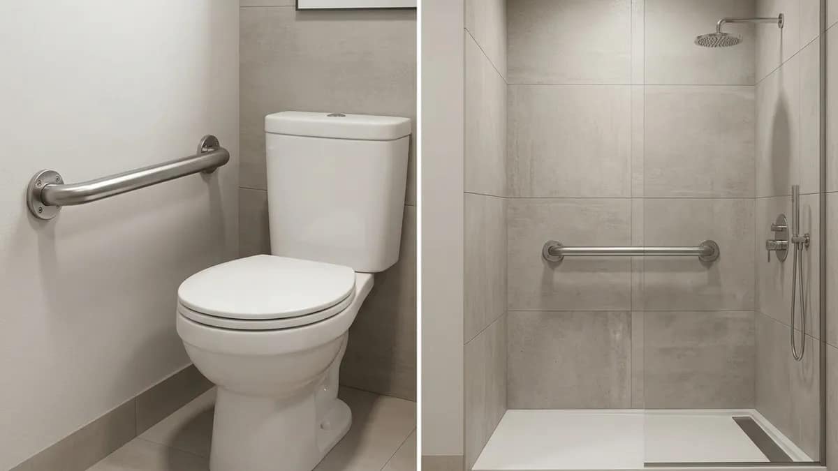 grab bar placement beside toilet and inside shower for safe support