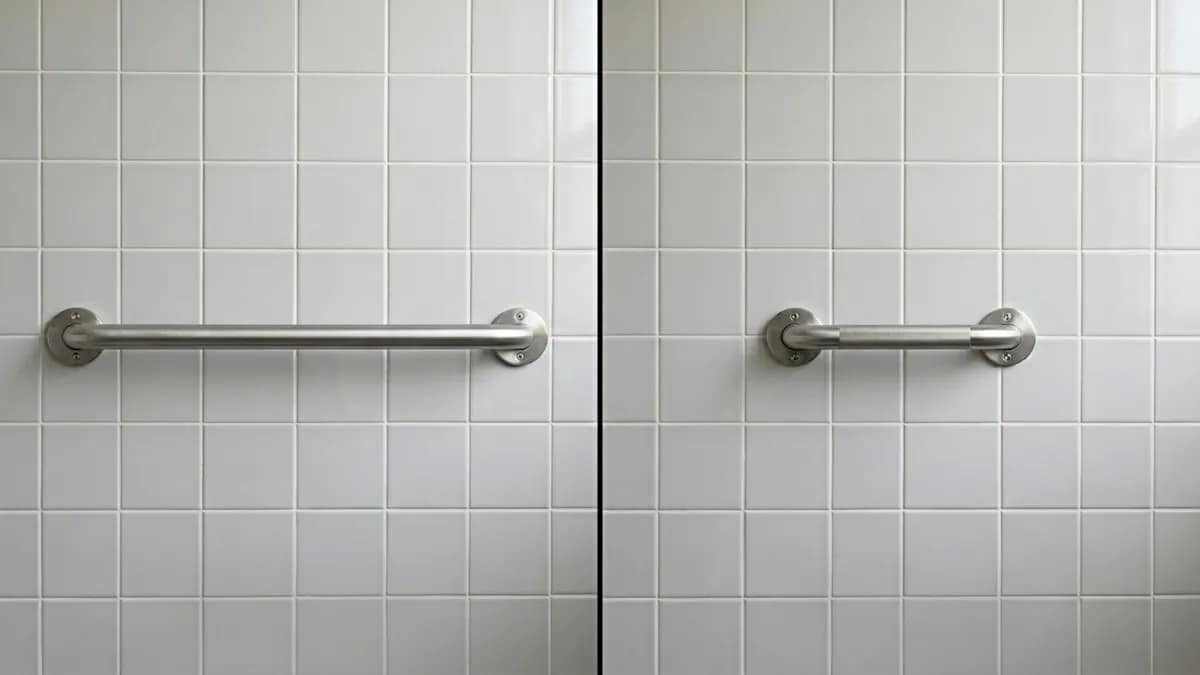 grab bar size for small bathrooms comparison showing long vs short grab bar