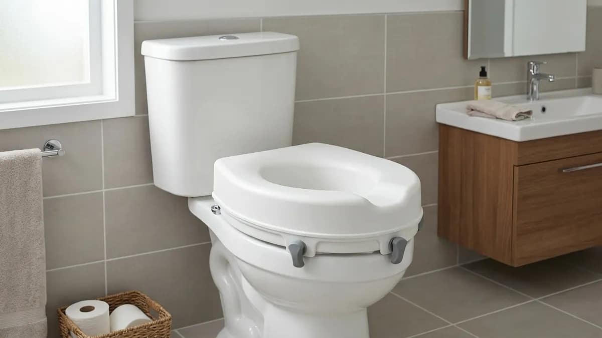 how to secure a raised toilet seat properly showing a stable and correctly installed raised toilet seat