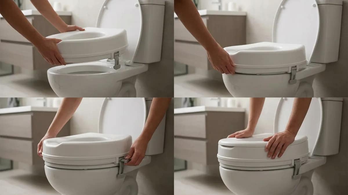 how to secure a raised toilet seat properly step by step showing positioning alignment tightening and stability testing