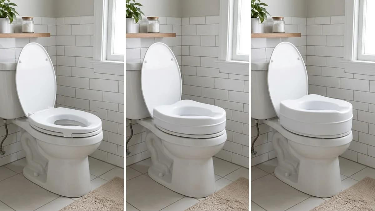 how to choose a raised toilet seat showing different height options on the same toilet