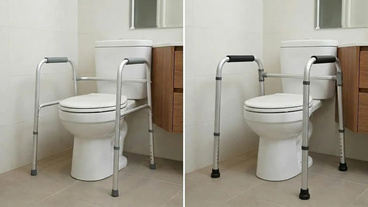 best toilet safety frames for seniors comparison showing lightweight vs heavy duty frame designs