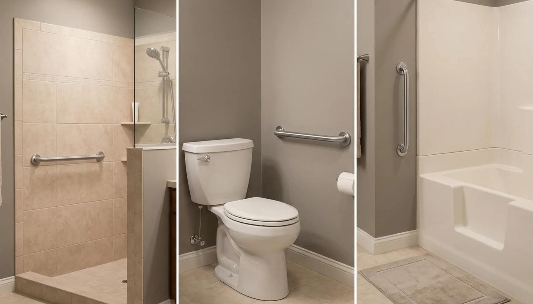 shower toilet and bathtub entry grab bar placement high risk areas bathroom safety