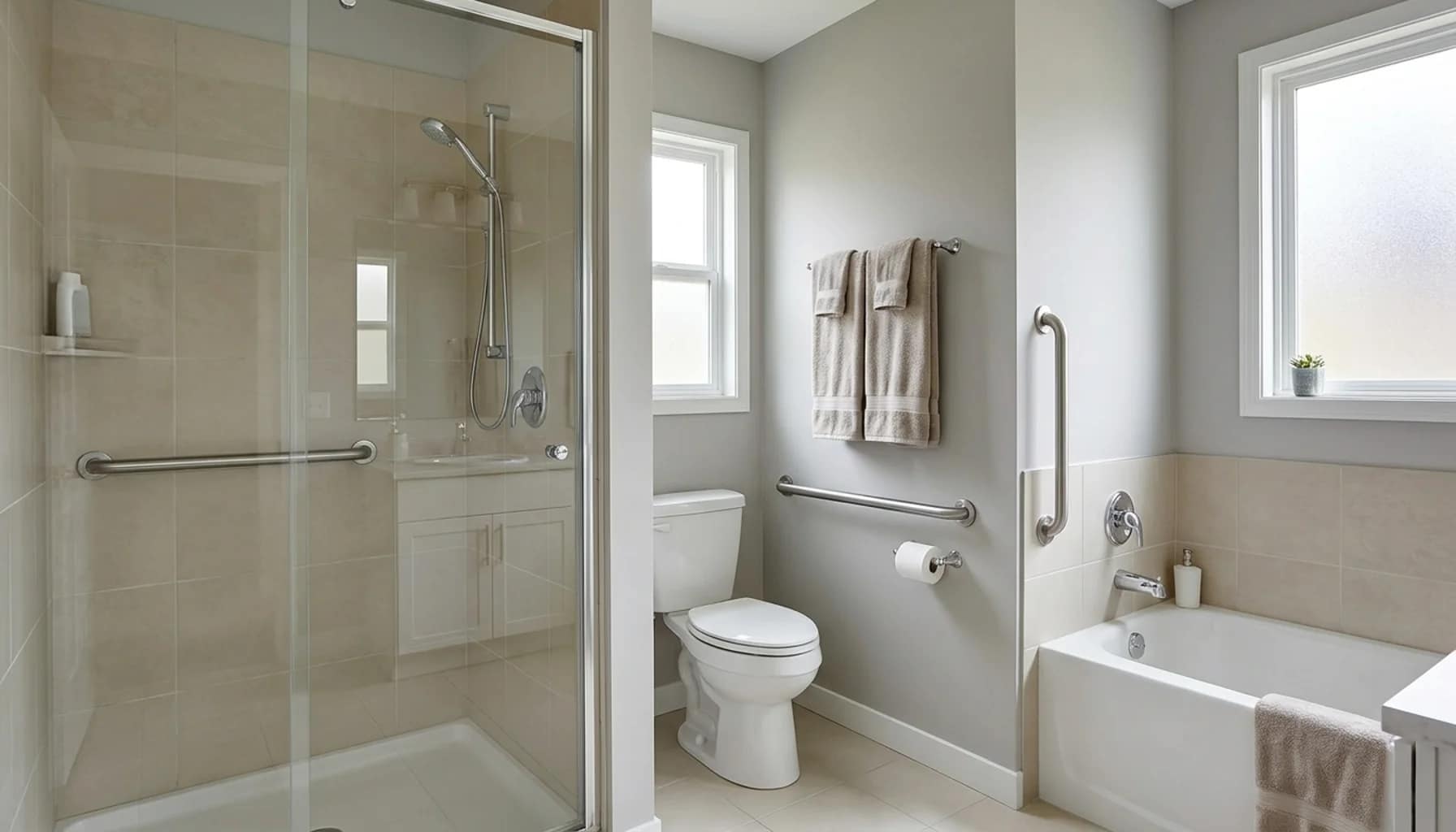 how many grab bars does a bathroom need with shower toilet and bathtub placement