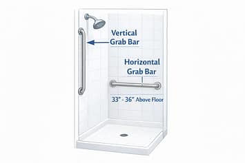 where to install grab bars in a bathroom shower area